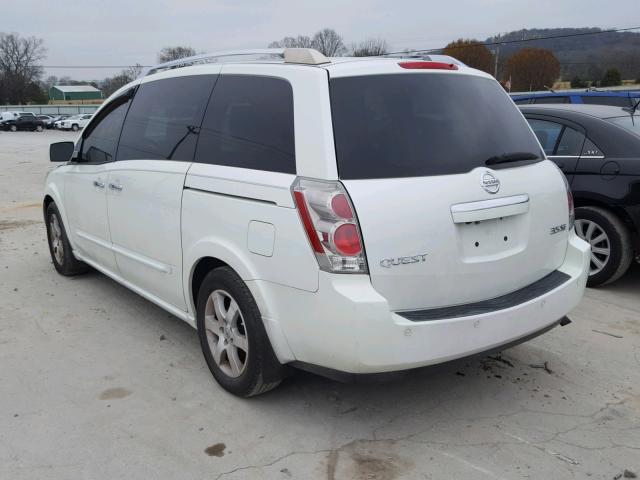 5N1BV28U57N102710 - 2007 NISSAN QUEST S WHITE photo 3