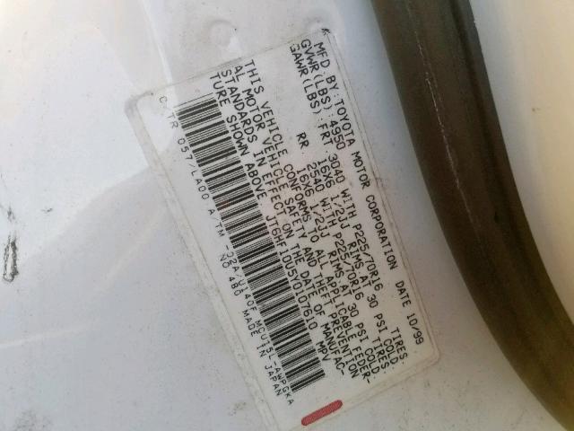 JT6HF10U5Y0107610 - 2000 LEXUS RX 300 WHITE photo 10