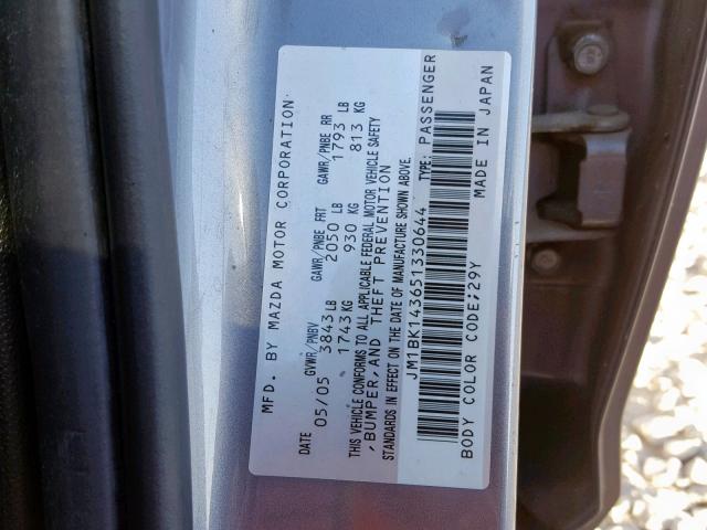 JM1BK143651330644 - 2005 MAZDA 3 HATCHBAC GRAY photo 10