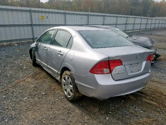 2HGFA16557H302598 - 2007 HONDA CIVIC LX SILVER photo 3