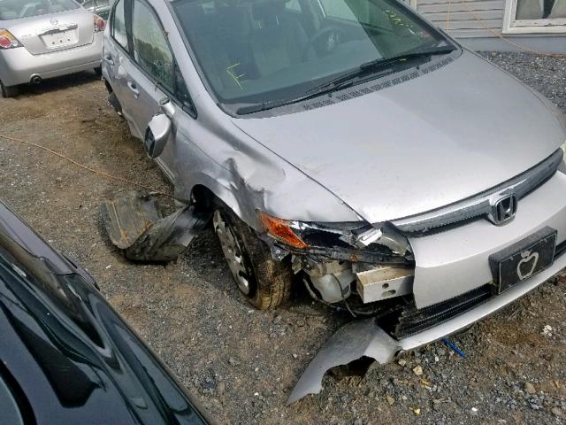 2HGFA16557H302598 - 2007 HONDA CIVIC LX SILVER photo 9