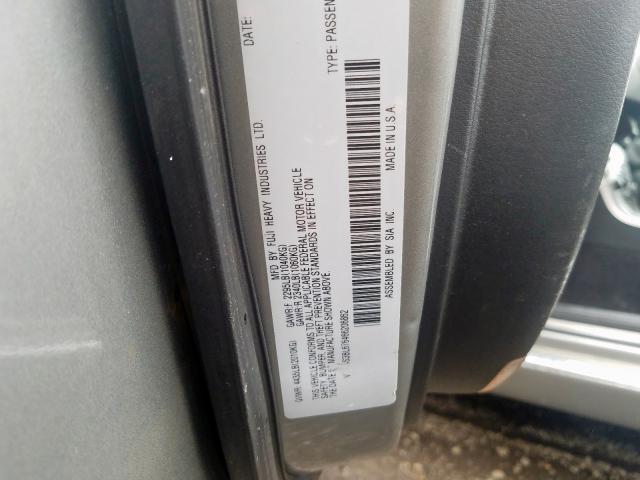 4S3BL676466206862 - 2006 SUBARU LEGACY GT SILVER photo 10