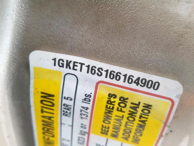 1GKET16S166164900 - 2006 GMC ENVOY XL GOLD photo 10