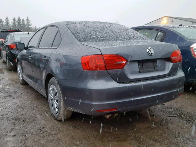 3VW2K7AJXDM393122 - 2013 VOLKSWAGEN JETTA BASE GRAY photo 3