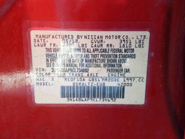 3N1AB6AP9CL734692 - 2012 NISSAN SENTRA 2.0 RED photo 10