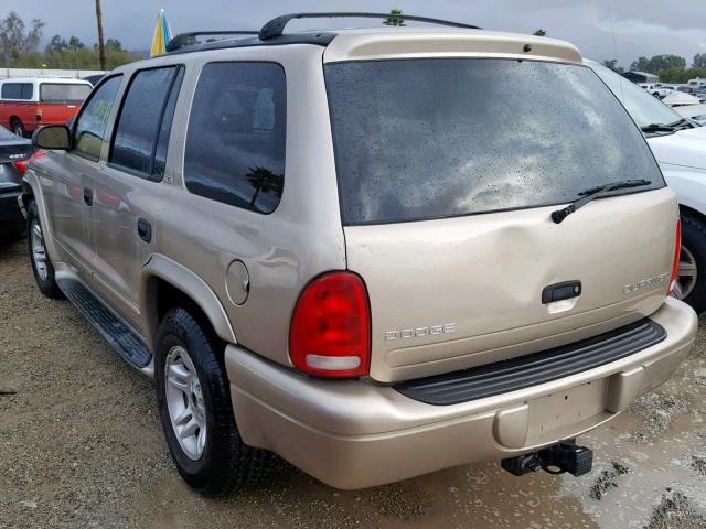 1B4HR58N42F208689 - 2002 DODGE DURANGO SL GOLD photo 3