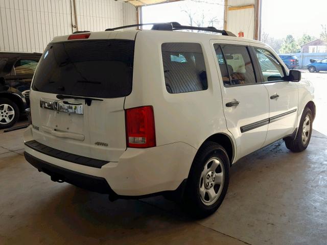 5FNYF4H20BB037102 - 2011 HONDA PILOT LX WHITE photo 4