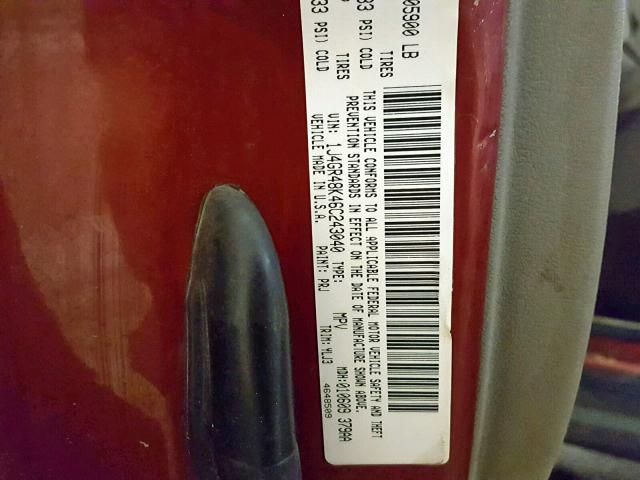 1J4GR48K46C243040 - 2006 JEEP GRAND CHER MAROON photo 10