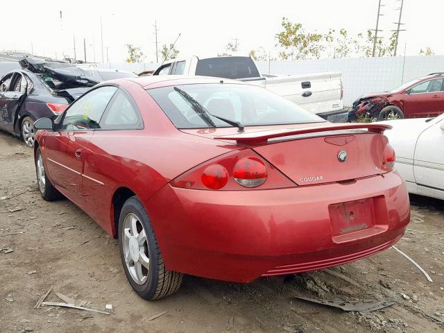 1ZWHT61L025619766 - 2002 MERCURY COUGAR V6 RED photo 3