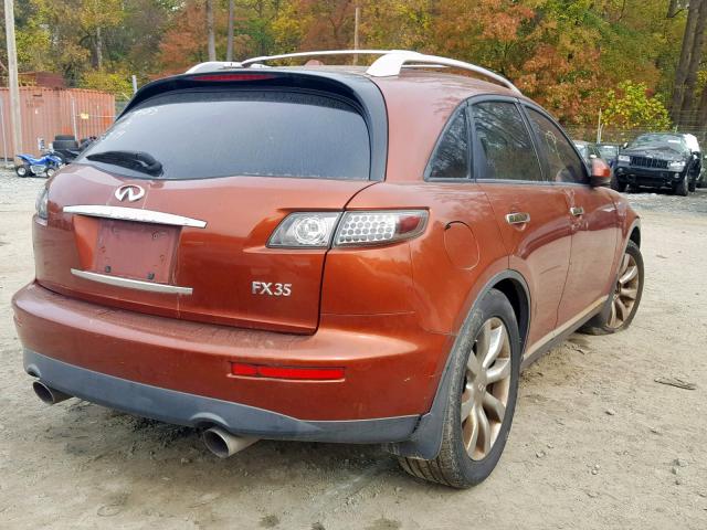 JNRAS08W66X209122 - 2006 INFINITI FX35 ORANGE photo 4