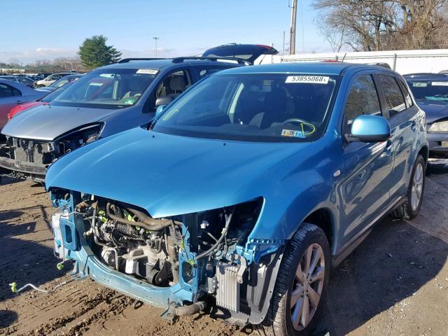 4A4AP3AUXEE024182 - 2014 MITSUBISHI OUTLANDER BLUE photo 2