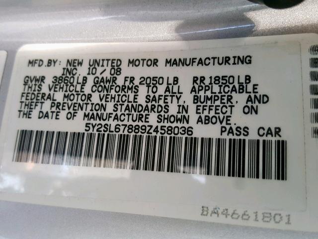 5Y2SL67889Z458036 - 2009 PONTIAC VIBE SILVER photo 10