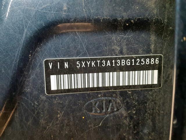 5XYKT3A13BG125886 - 2011 KIA SORENTO BA BLUE photo 10