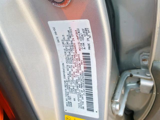 JTJHF10U630293995 - 2003 LEXUS RX 300 GRAY photo 10