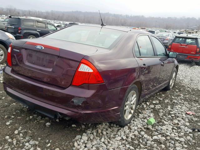 3FAHP0GA3BR319124 - 2011 FORD FUSION S MAROON photo 4