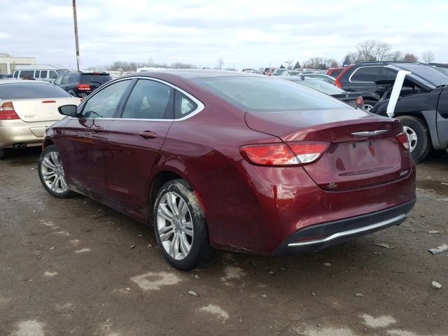 1C3CCCAB5FN620154 - 2015 CHRYSLER 200 LIMITE BURGUNDY photo 3