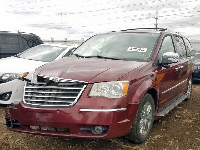 2A8HR64X58R774094 - 2008 CHRYSLER TOWN & COU MAROON photo 2