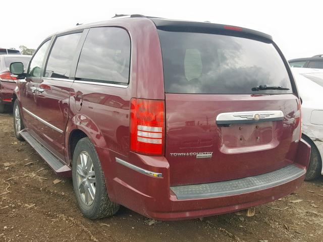 2A8HR64X58R774094 - 2008 CHRYSLER TOWN & COU MAROON photo 3