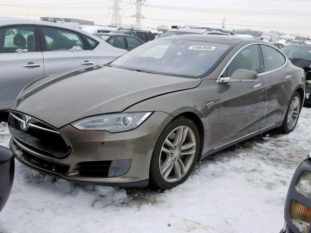 5YJSA1E18FF101942 - 2015 TESLA MODEL S BROWN photo 2