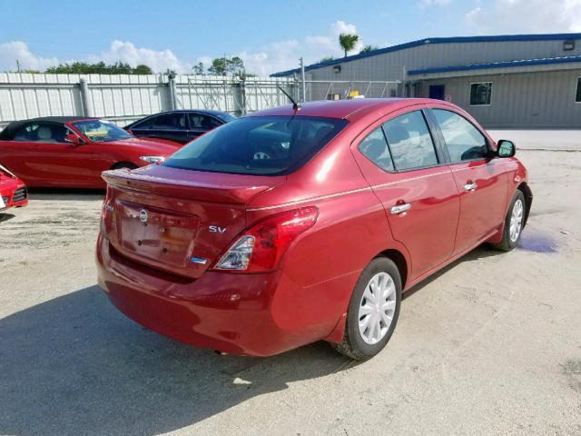 3N1CN7AP2EK451775 - 2014 NISSAN VERSA S RED photo 4