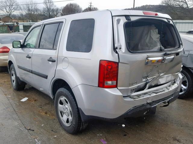 5FNYF3H20DB041891 - 2013 HONDA PILOT LX SILVER photo 3