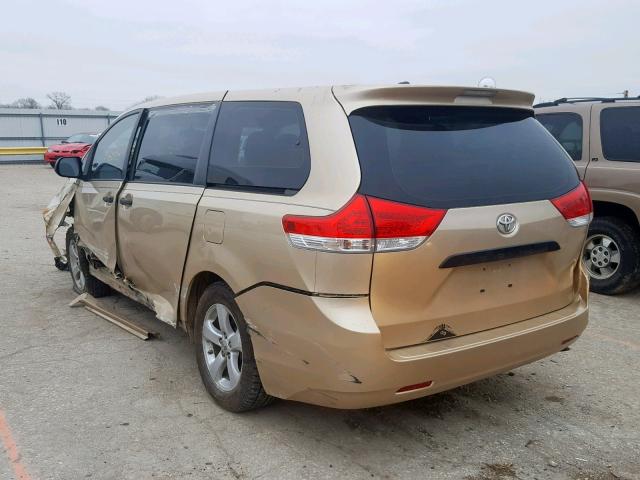 5TDZK3DC1BS111874 - 2011 TOYOTA SIENNA BAS GOLD photo 3