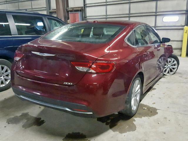 1C3CCCAB3FN605197 - 2015 CHRYSLER 200 LIMITE MAROON photo 4