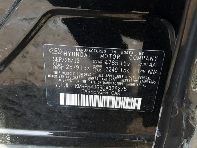 KMHFH4JG9DA328275 - 2013 HYUNDAI AZERA GLS BLACK photo 10