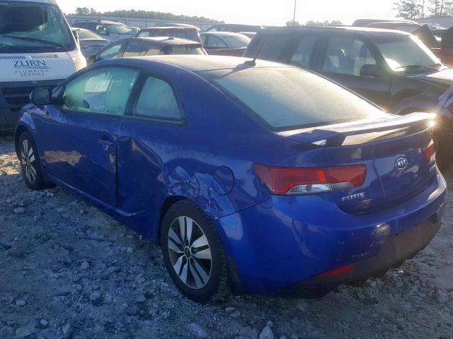 KNAFU6A26D5697293 - 2013 KIA FORTE EX BLUE photo 3