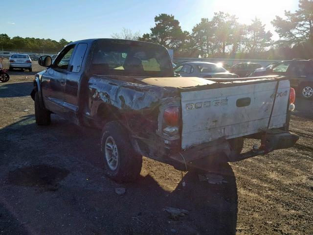 1B7GG22X2XS129792 - 1999 DODGE DAKOTA BLACK photo 3