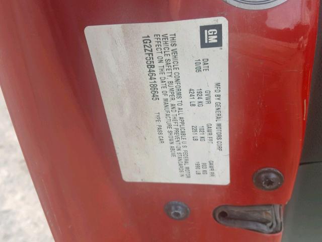 1G2ZF55B464186645 - 2006 PONTIAC G6 SE RED photo 10