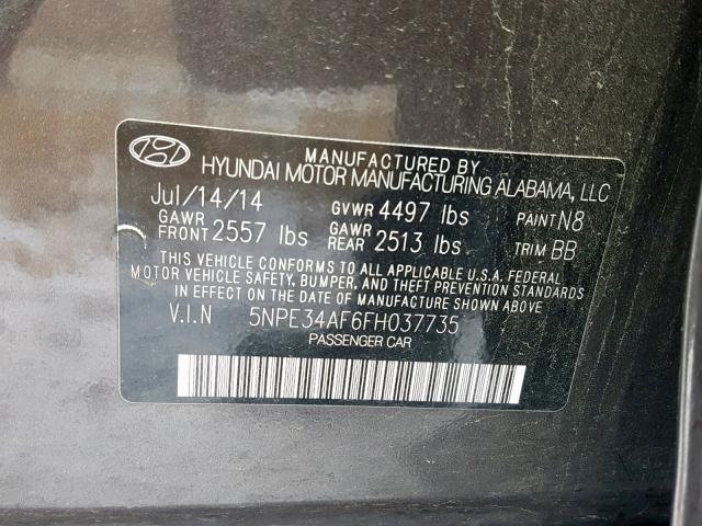 5NPE34AF6FH037735 - 2015 HYUNDAI SONATA SPO BROWN photo 10