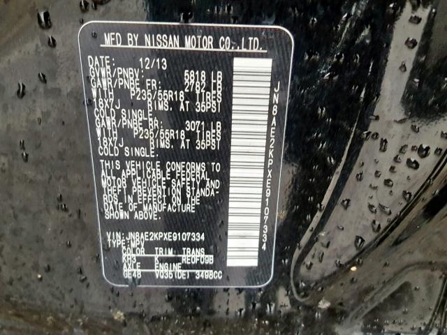 JN8AE2KPXE9107334 - 2014 NISSAN QUEST S BLACK photo 10