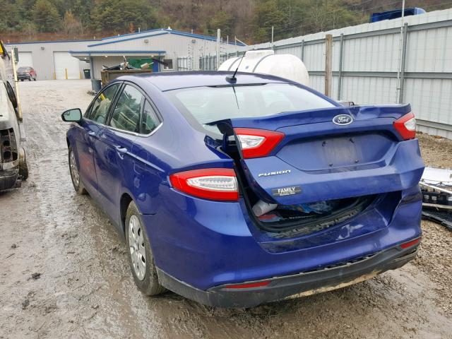 1FA6P0G7XE5370591 - 2014 FORD FUSION S BLUE photo 3