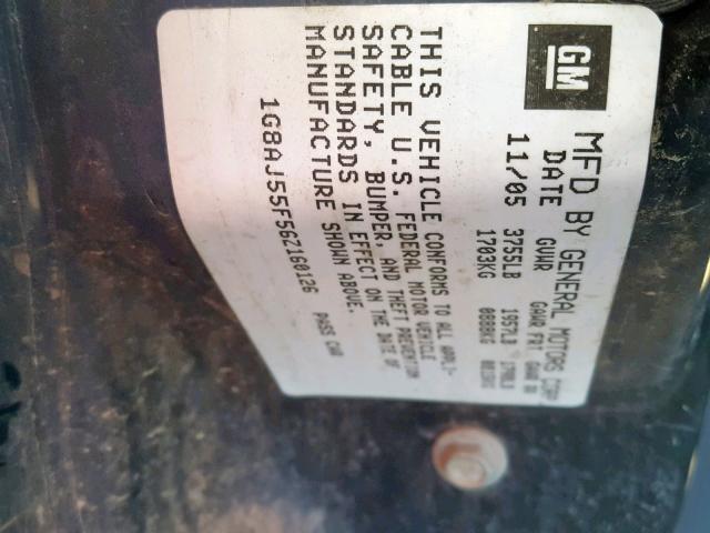 1G8AJ55F56Z160126 - 2006 SATURN ION LEVEL BLACK photo 10