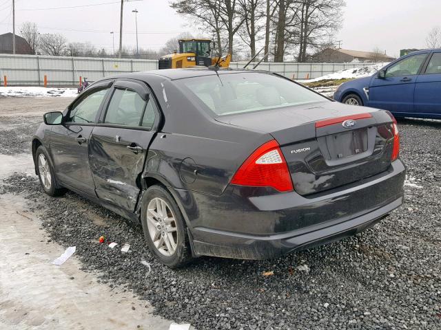 3FAHP0GA7BR301239 - 2011 FORD FUSION S BLACK photo 3