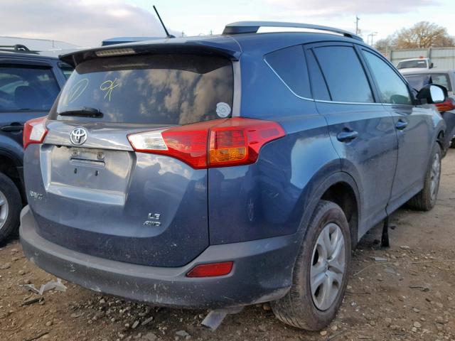 2T3BFREV5DW030502 - 2013 TOYOTA RAV4 LE BLUE photo 4