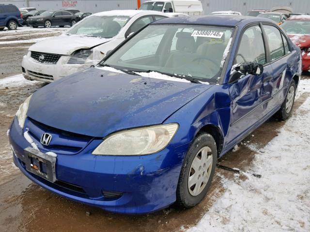 2HGES16365H557118 - 2005 HONDA CIVIC DX V BLUE photo 2