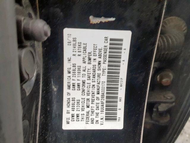 19UUA8F26BA000170 - 2011 ACURA TL BLACK photo 10