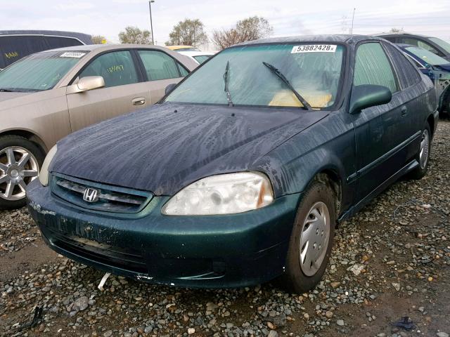 1HGEJ6229XL087640 - 1999 HONDA CIVIC DX GREEN photo 2