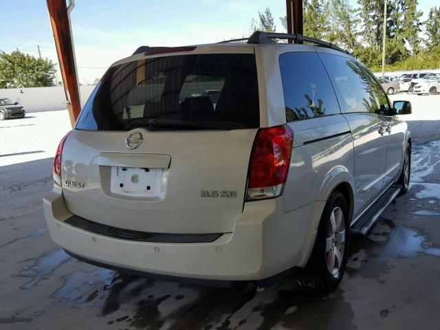 5N1BV28U24N361280 - 2004 NISSAN QUEST S WHITE photo 4