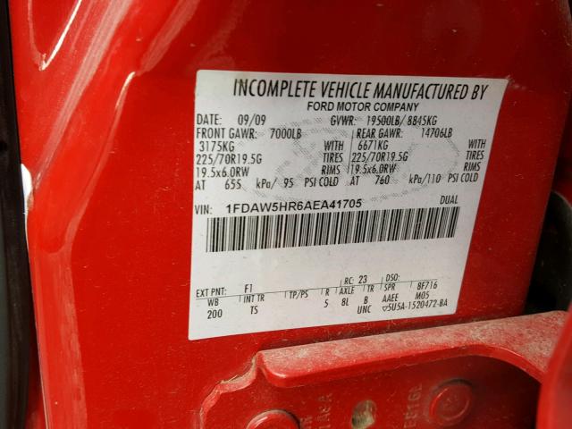 1FDAW5HR6AEA41705 - 2010 FORD F550 SUPER RED photo 10