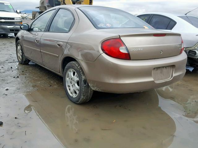 1B3ES46C72D565920 - 2002 DODGE NEON SE BROWN photo 3