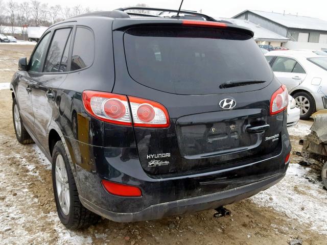 5XYZHDAG8BG003521 - 2011 HYUNDAI SANTA FE S BLACK photo 3