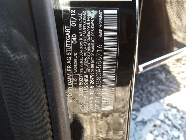 WDDHF5KB8CA588716 - 2012 MERCEDES-BENZ E 350 BLACK photo 10