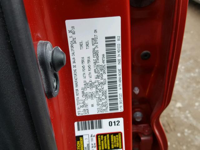 3TMAZ5CN1JM059541 - 2018 TOYOTA TACOMA DOU RED photo 10