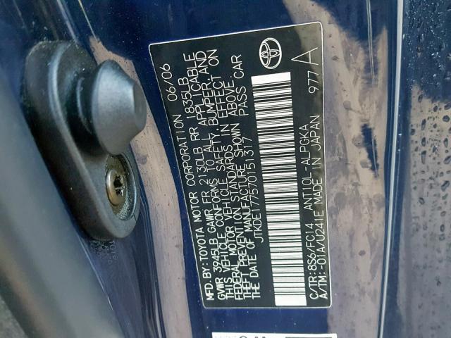 JTKDE177570151317 - 2007 TOYOTA SCION BLUE photo 10