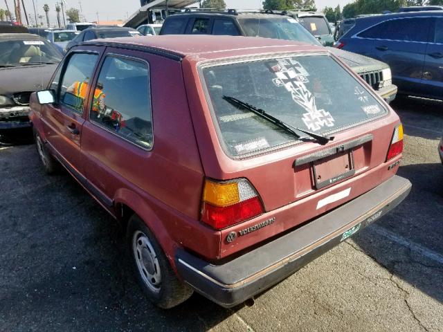 1VWBA0178GV019665 - 1986 VOLKSWAGEN GOLF CUSTO BURGUNDY photo 3