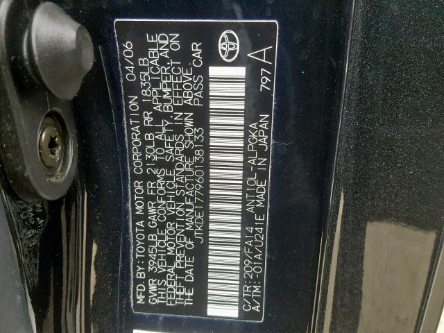 JTKDE177960138133 - 2006 TOYOTA SCION TC 黑色 照片 10