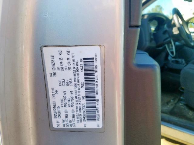 1D7HA16DX4J293671 - 2004 DODGE RAM 1500 S SILVER photo 10